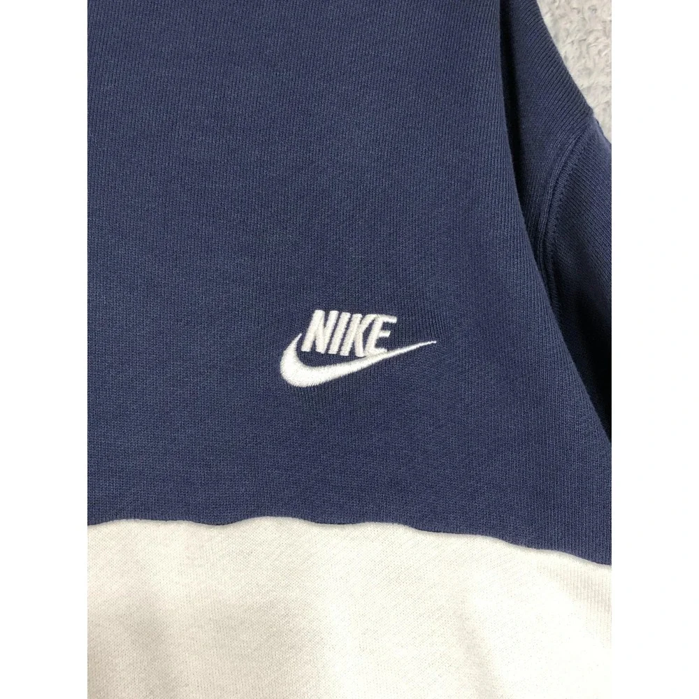 Nike Hoodie Men's XXL Yellow Navy White Club Fleece Color Block Pullover